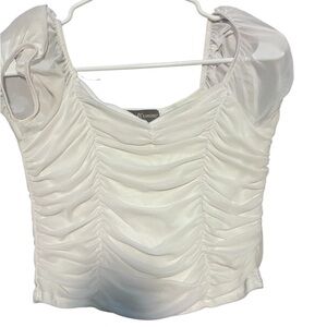 Almost Famous White Ruched Crop Top